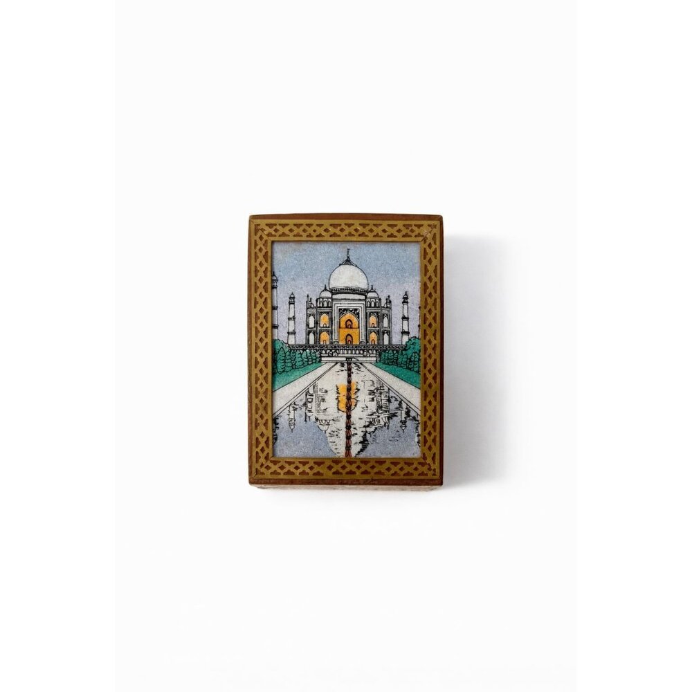 Inlay Wood Trinket Ring Souvenir Box Taj Mahal Wooden Sand Art Agra Traditional - Picture 1 of 16